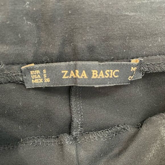 ZARA Basic Moto Zip Detail Ribbed Knee Exposed Elastic Waist Pant Women’s Size S - Picture 5 of 8